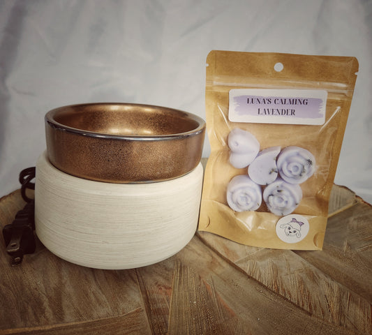 Wax Warmer - White Washed Bronzed 2-in-1 Wax Warmer